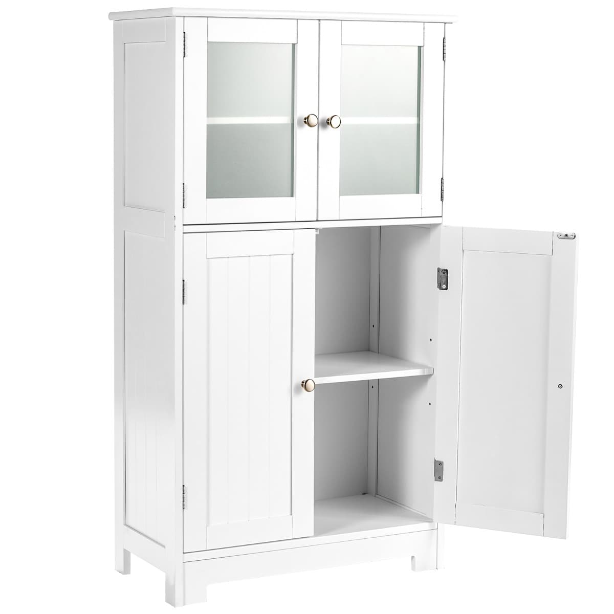 CostwayMeuble de Rangement 58 x 30 x 109 CM avec Etagère Réglable Armoire Polyvalent pour Salon Bureau Cuisine Blanc